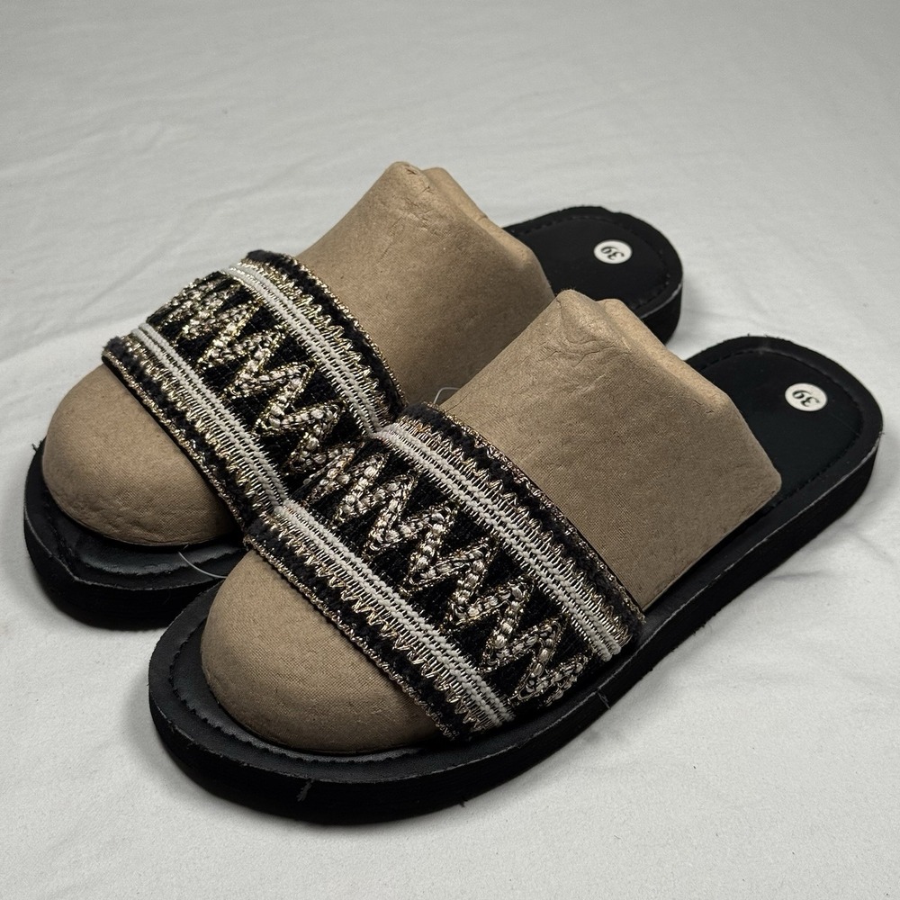 Womens Slide Sandals Size 8 Boho Woven‎ Strap Slip On Casual Comfort